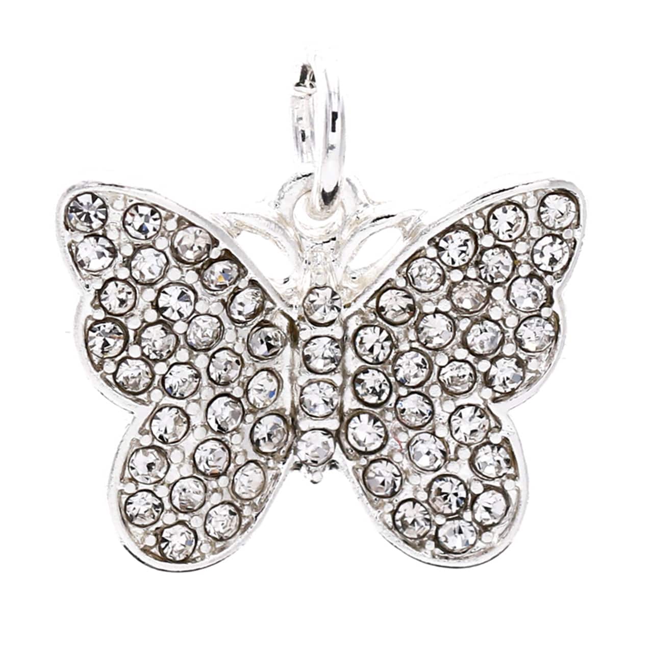 Charmalong&#x2122; Silver Plated &#x26; Stone Paved Butterfly Charm by Bead Landing&#x2122;